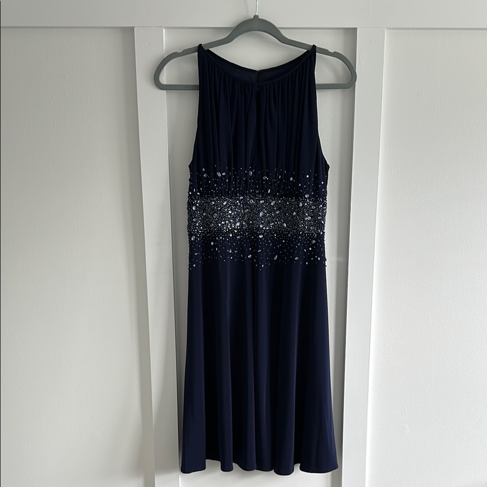 JS Boutique Blue Sequin Halter Mini Dress